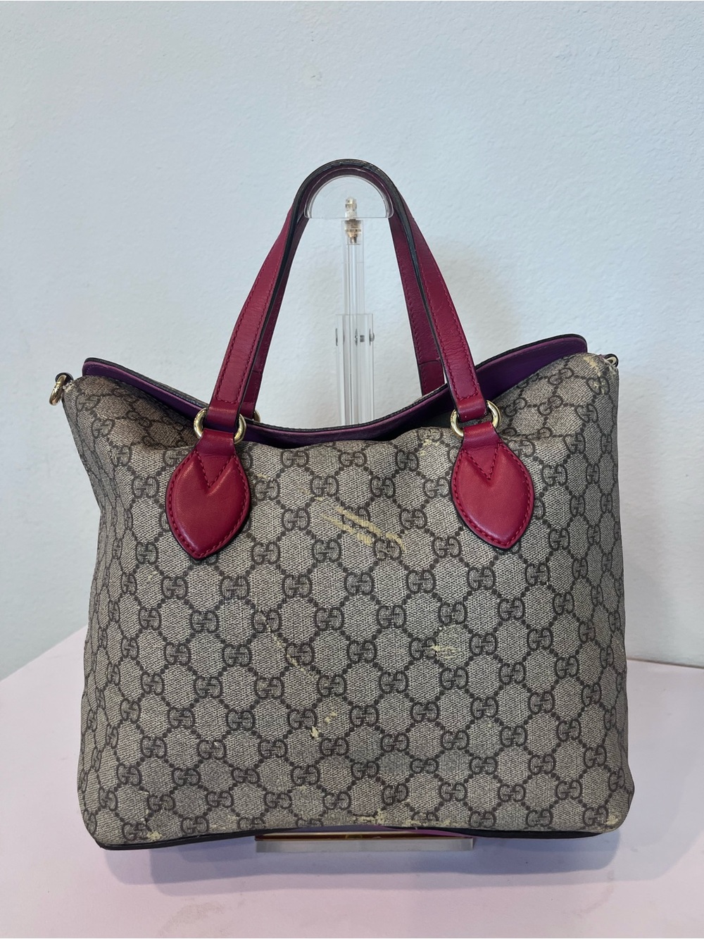 GUCCI GG SUPREME MONOGRAM LINEA A TOP HANDLE BAG.